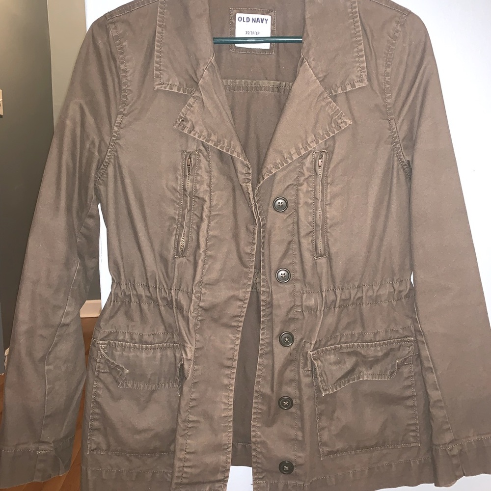 Old Navy olive green/army green size xs jacket. Material is in picture.